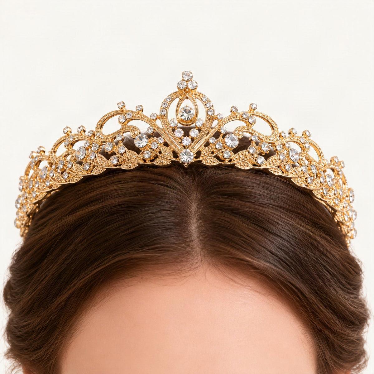 Gold rhinestone crown wearing hair detail no facial features [FITINY Hair]