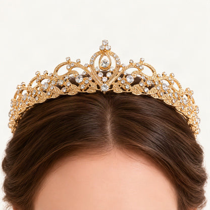 Gold rhinestone crown wearing hair detail no facial features [FITINY Hair]