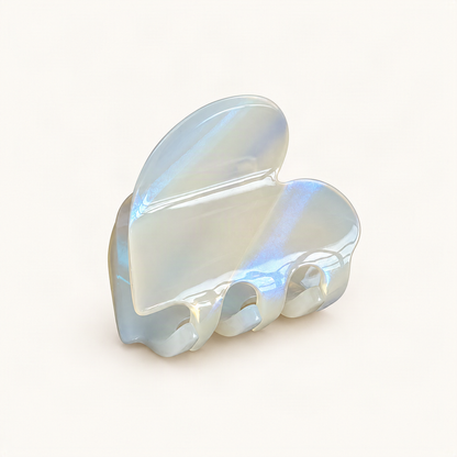 Mini Cellulose Acetate Heart Claw Clip, 1.3 in — Mermaid three-quarter view [FITINY Hair]