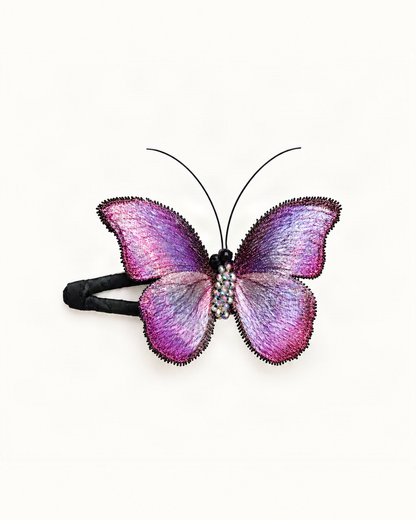 Gradient Butterfly Snap Hair Clip — Purple Gradient variant on warm ivory background [FITINY Hair]