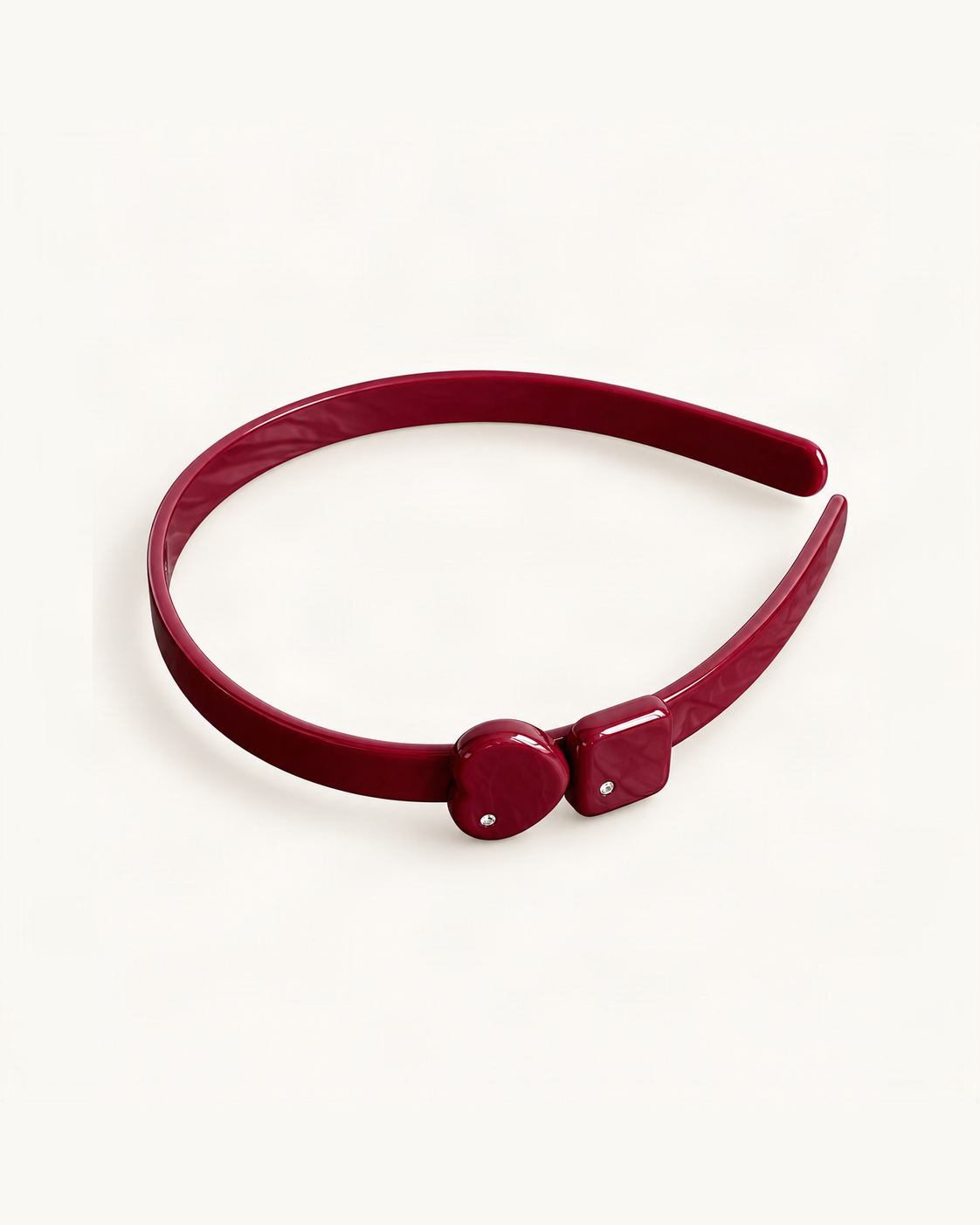 Slim Cellulose Acetate Headband — Red variant on warm ivory background [FITINY Hair]