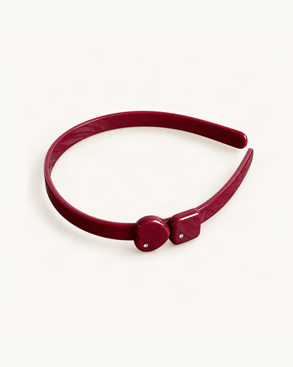 Slim Cellulose Acetate Headband — Red variant on warm ivory background [FITINY Hair]