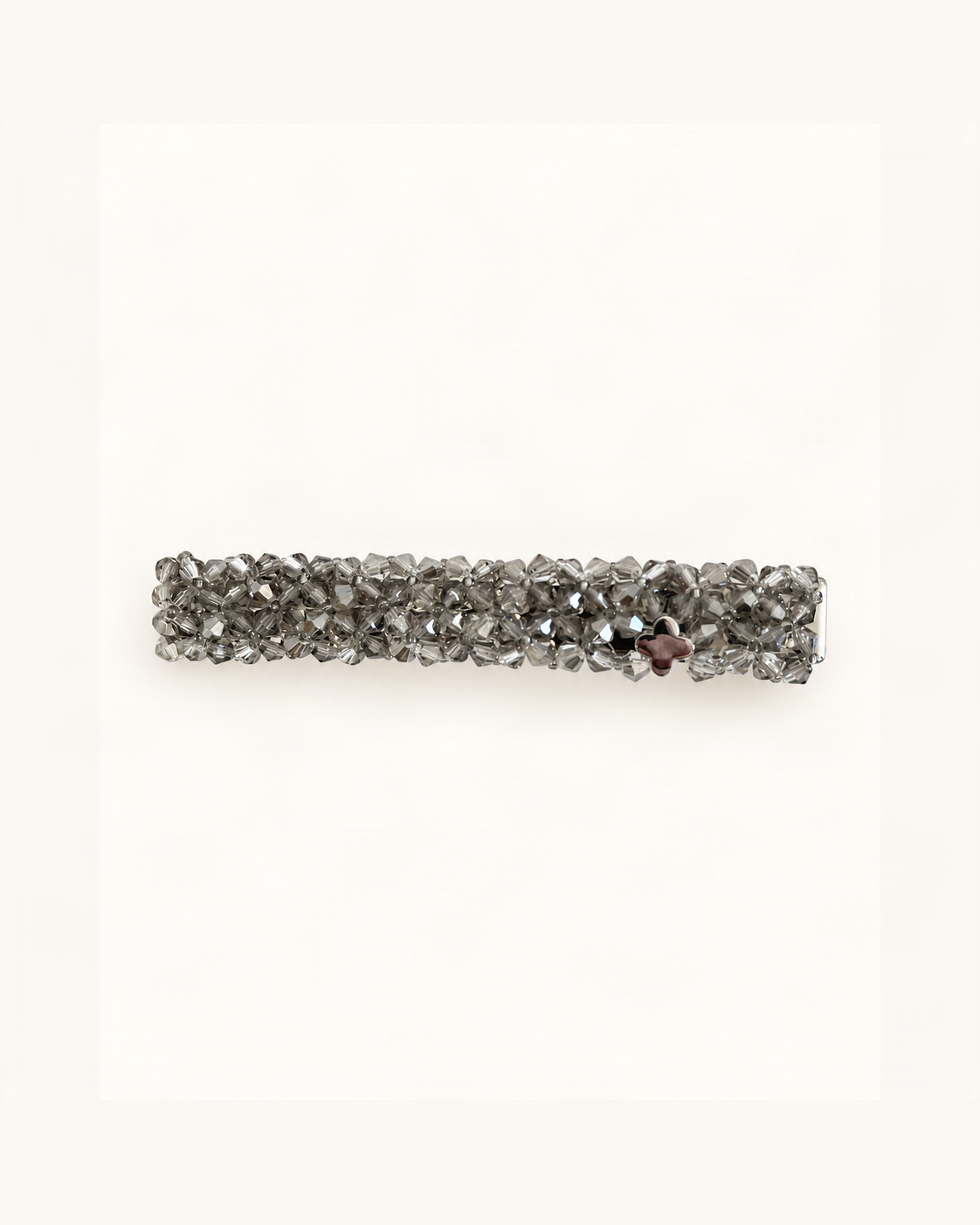 Crystal-Beaded Duck-Bill Hair Clip — Grey variant on warm ivory background [FITINY Hair]