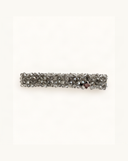 Crystal-Beaded Duck-Bill Hair Clip — Grey variant on warm ivory background [FITINY Hair]