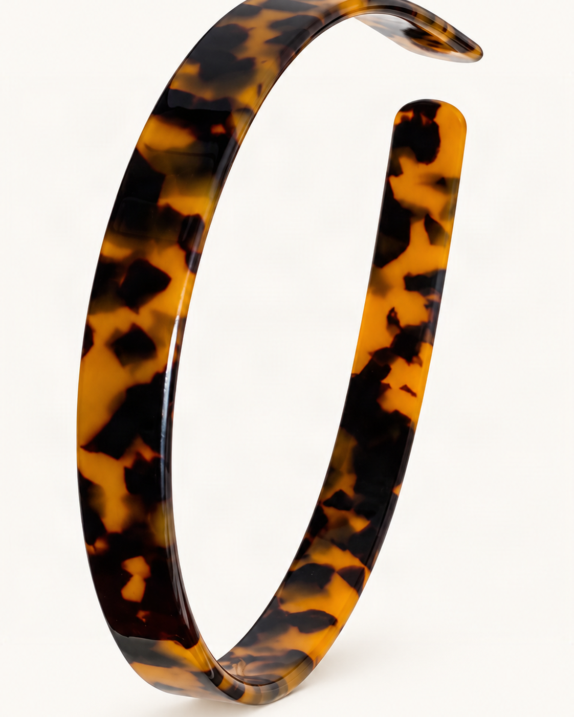 Wide Double-Layer Cellulose Acetate Headband — Leopard variant on warm ivory background [FITINY Hair]