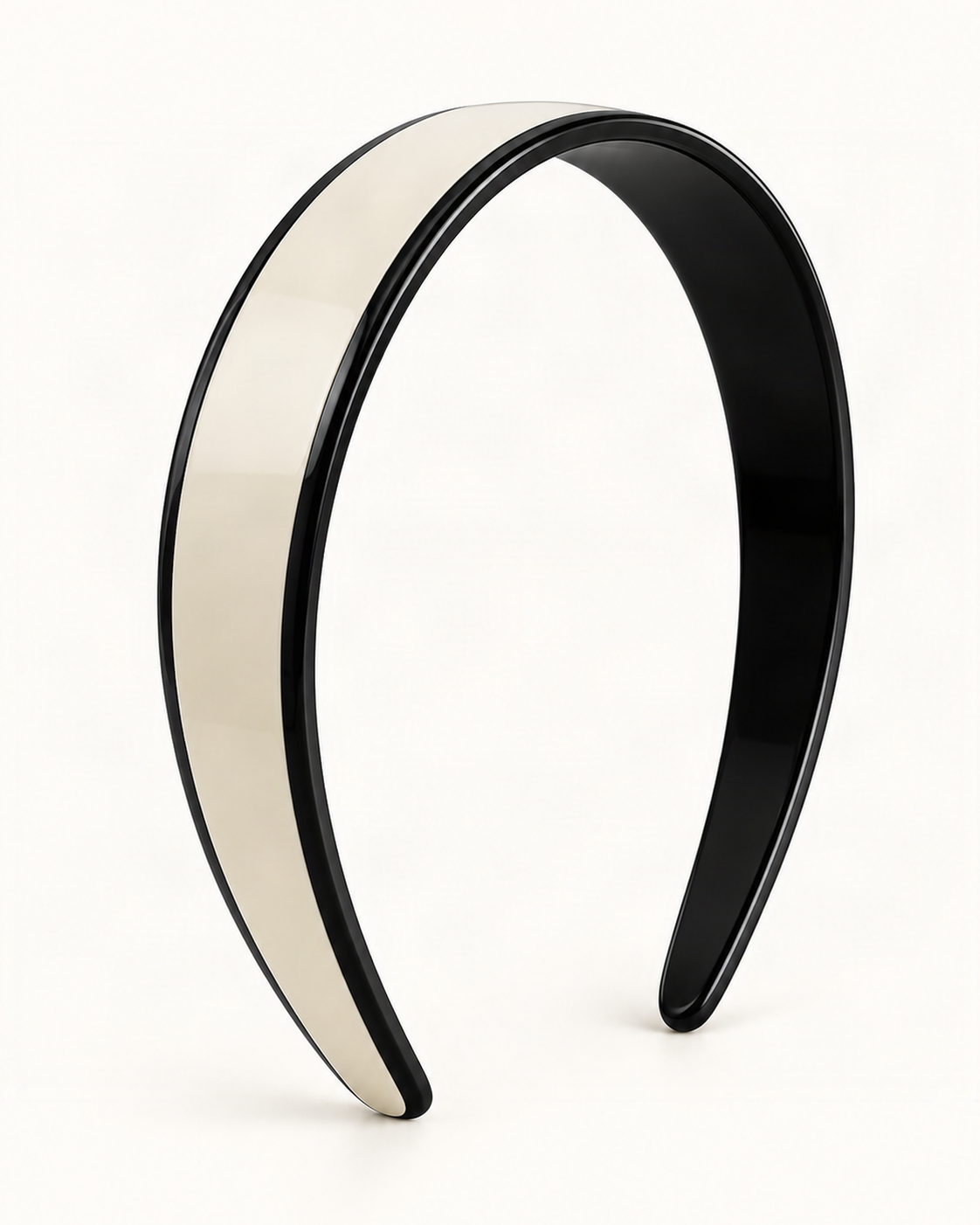 Two-Tone Double-Layer Acetate Headband — White & Black variant on warm ivory background [FITINY Hair]