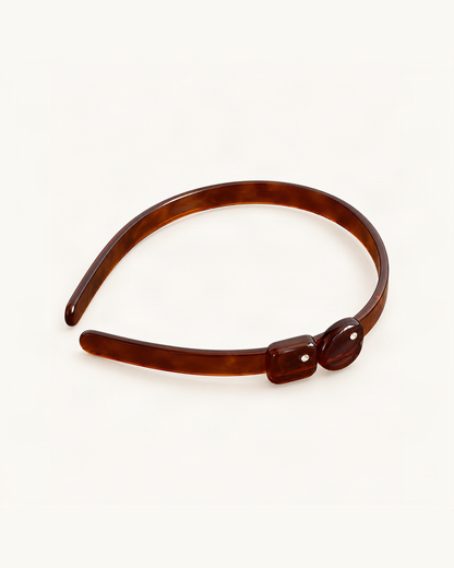 Slim Cellulose Acetate Headband — Amber variant on warm ivory background [FITINY Hair]