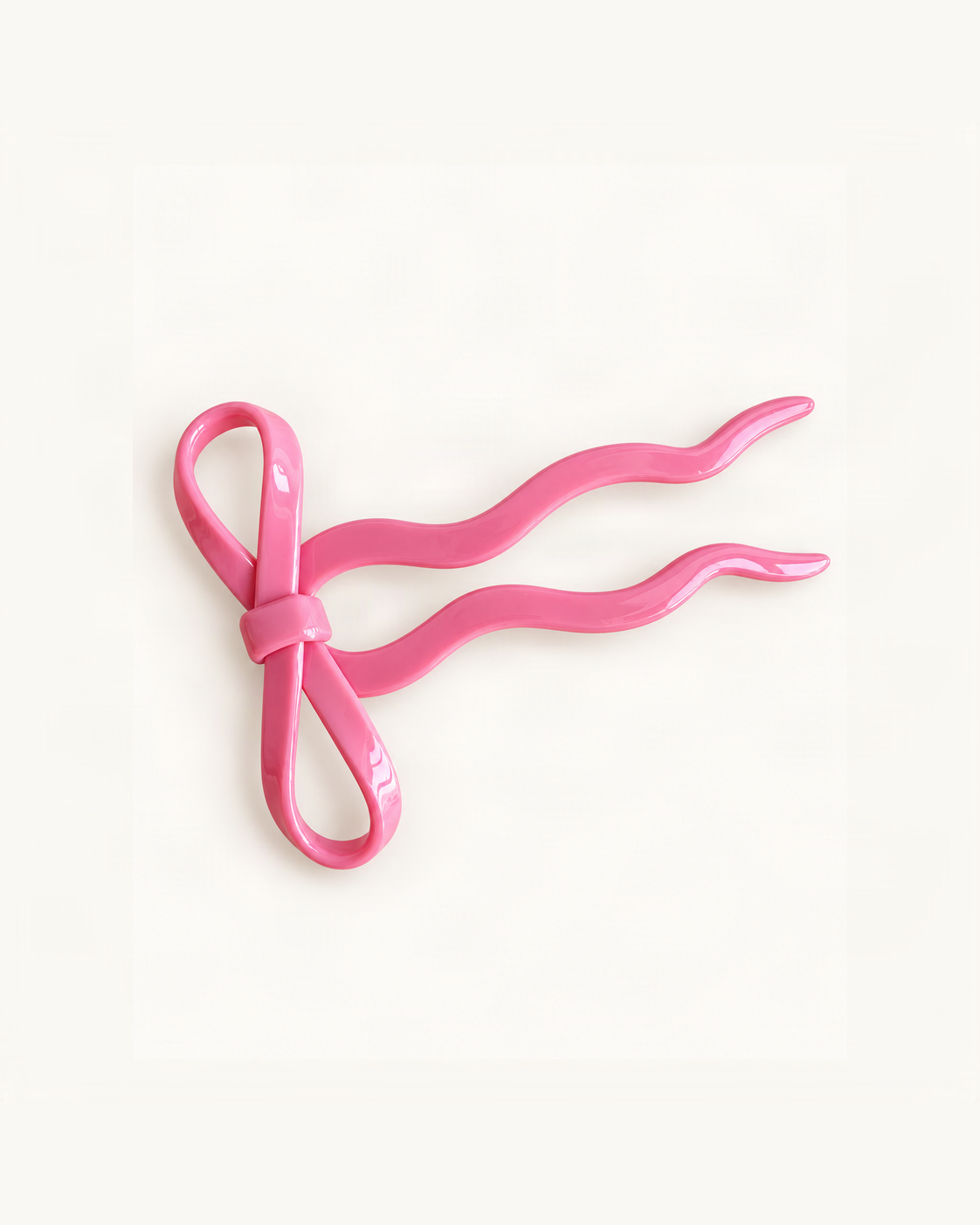 Acetate Bow U-Shaped Hair Pin — Pink variant on warm ivory background [FITINY Hair]