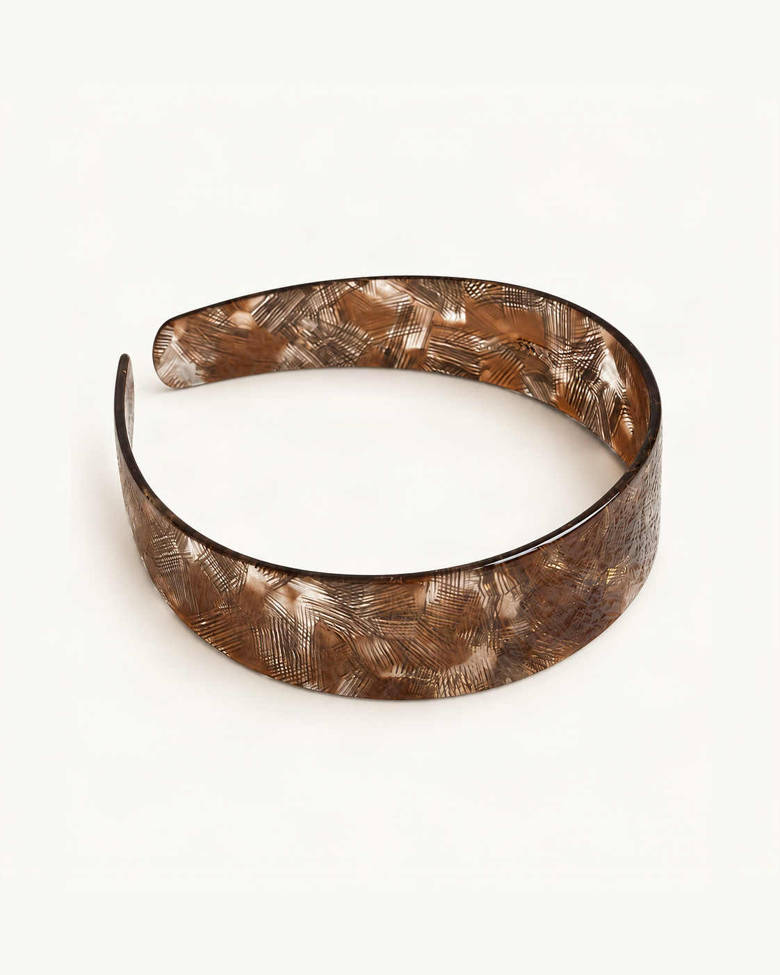 Cellulose Acetate Wide-Band Headband — Bronze variant on warm ivory background [FITINY Hair]
