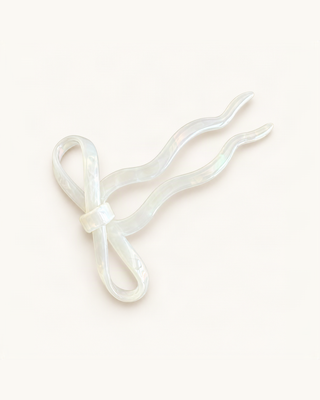 Acetate Bow U-Shaped Hair Pin — Mermaid variant on warm ivory background [FITINY Hair]