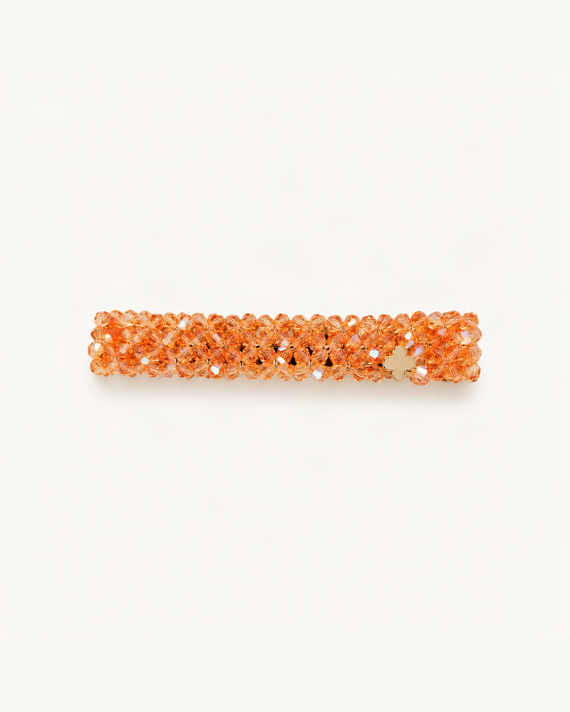 Crystal-Beaded Duck-Bill Hair Clip — Orange variant on warm ivory background [FITINY Hair]