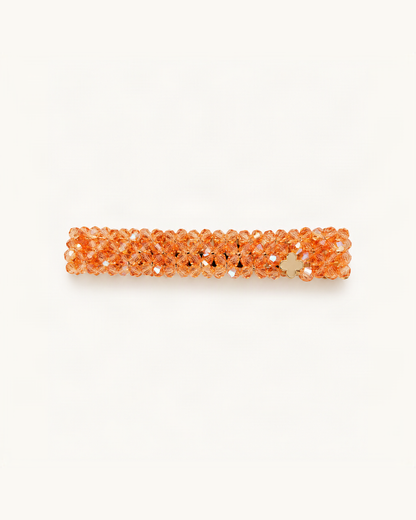 Crystal-Beaded Duck-Bill Hair Clip — Orange variant on warm ivory background [FITINY Hair]
