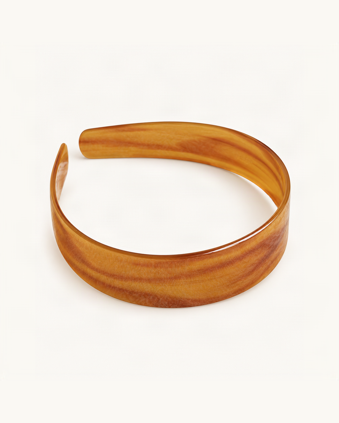 Cellulose Acetate Wide-Band Headband — Amber Stripe variant on warm ivory background [FITINY Hair]