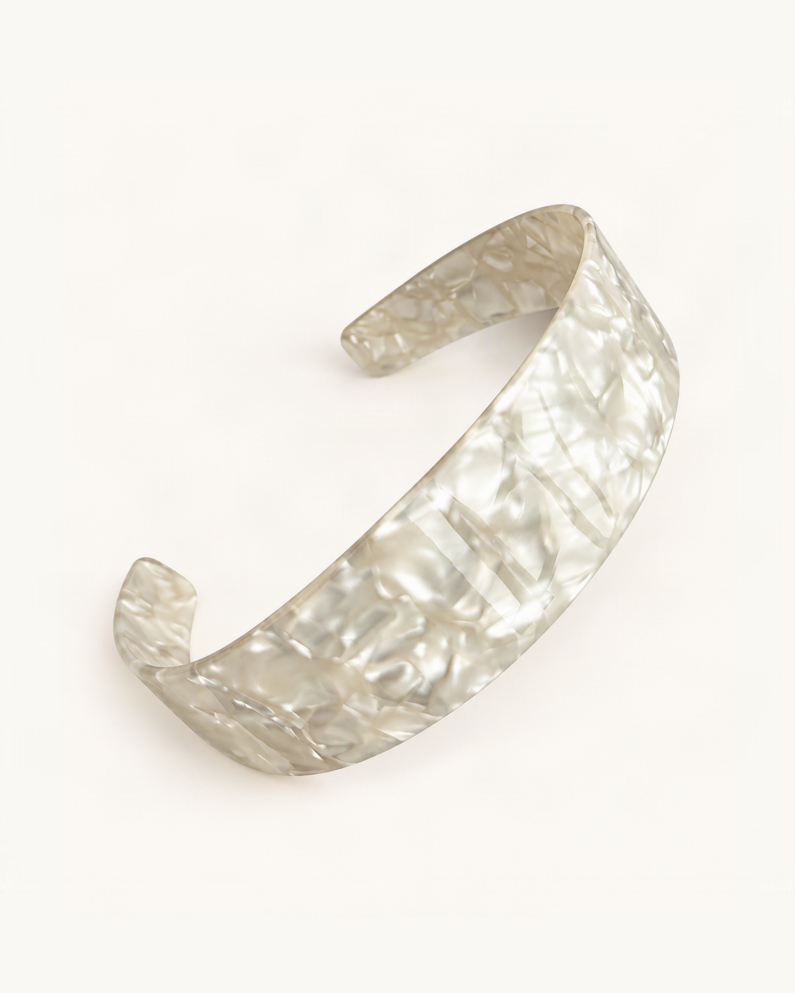 Cellulose Acetate Wide Headband — White variant on warm ivory background [FITINY Hair]