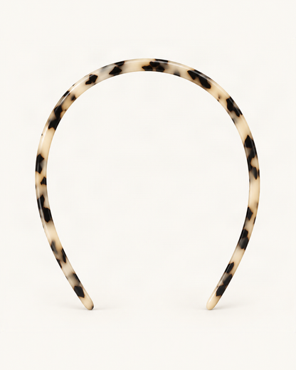 Thin Cellulose Acetate Headband — Blonde Tortoise variant on warm ivory background [FITINY Hair]
