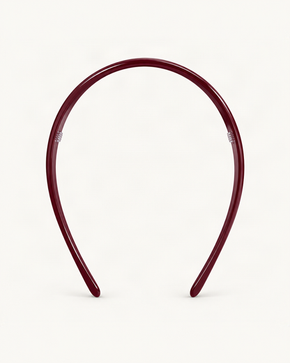 Thin Cellulose Acetate Headband — Red variant on warm ivory background [FITINY Hair]