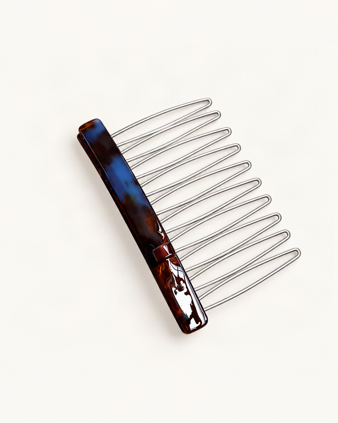 Cellulose Acetate Bow Side Comb — Floral variant on warm ivory background [FITINY Hair]