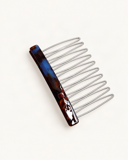 Cellulose Acetate Bow Side Comb — Floral variant on warm ivory background [FITINY Hair]