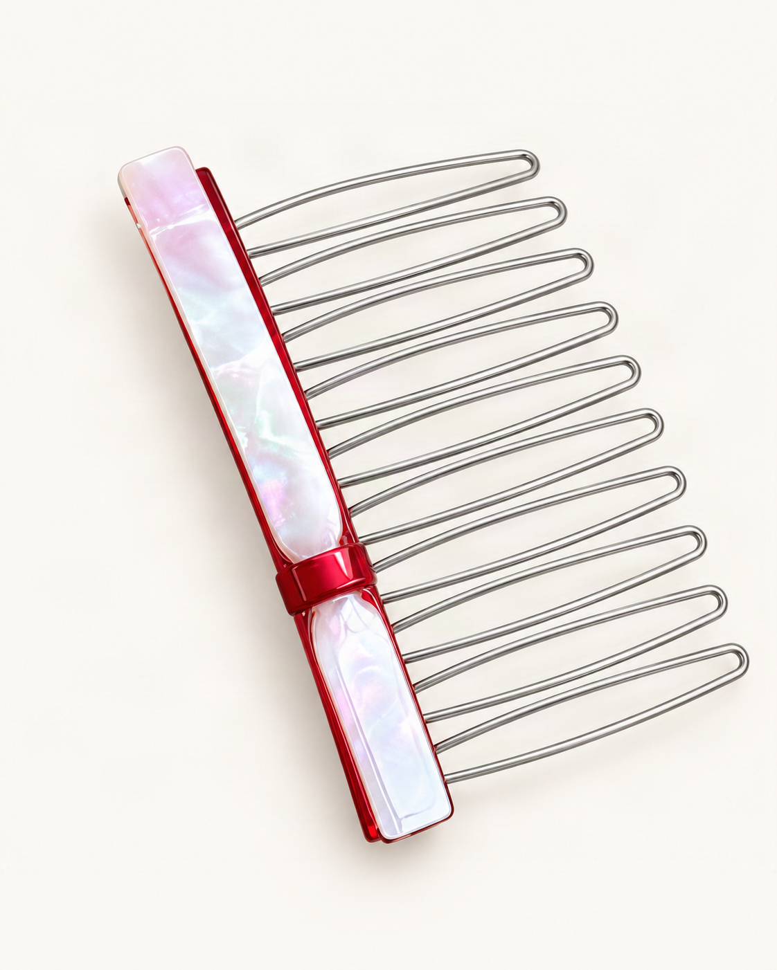 Cellulose Acetate Bow Side Comb — Mermaid variant on warm ivory background [FITINY Hair]