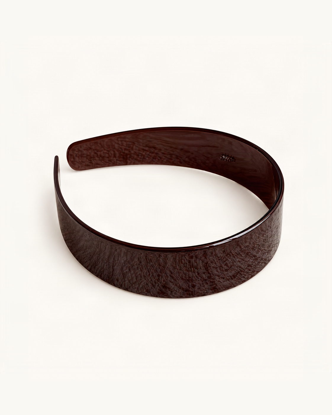 Cellulose Acetate Wide Headband — Chocolate variant on warm ivory background [FITINY Hair]