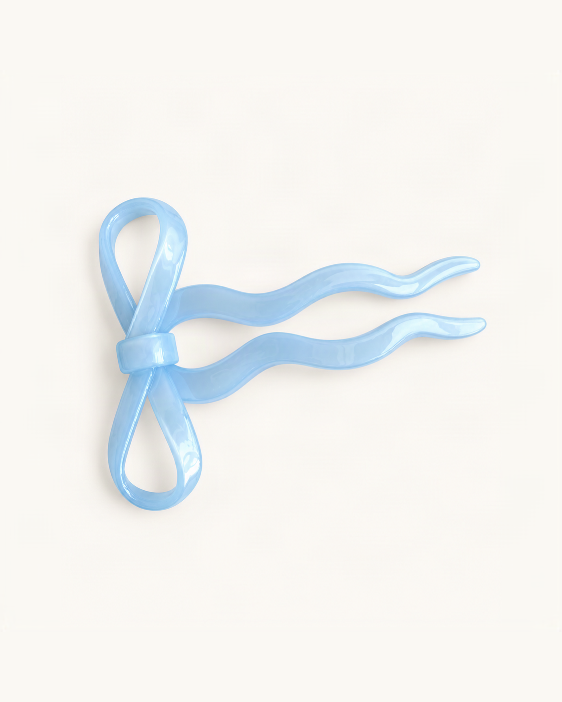 Acetate Bow U-Shaped Hair Pin — Light Blue variant on warm ivory background [FITINY Hair]
