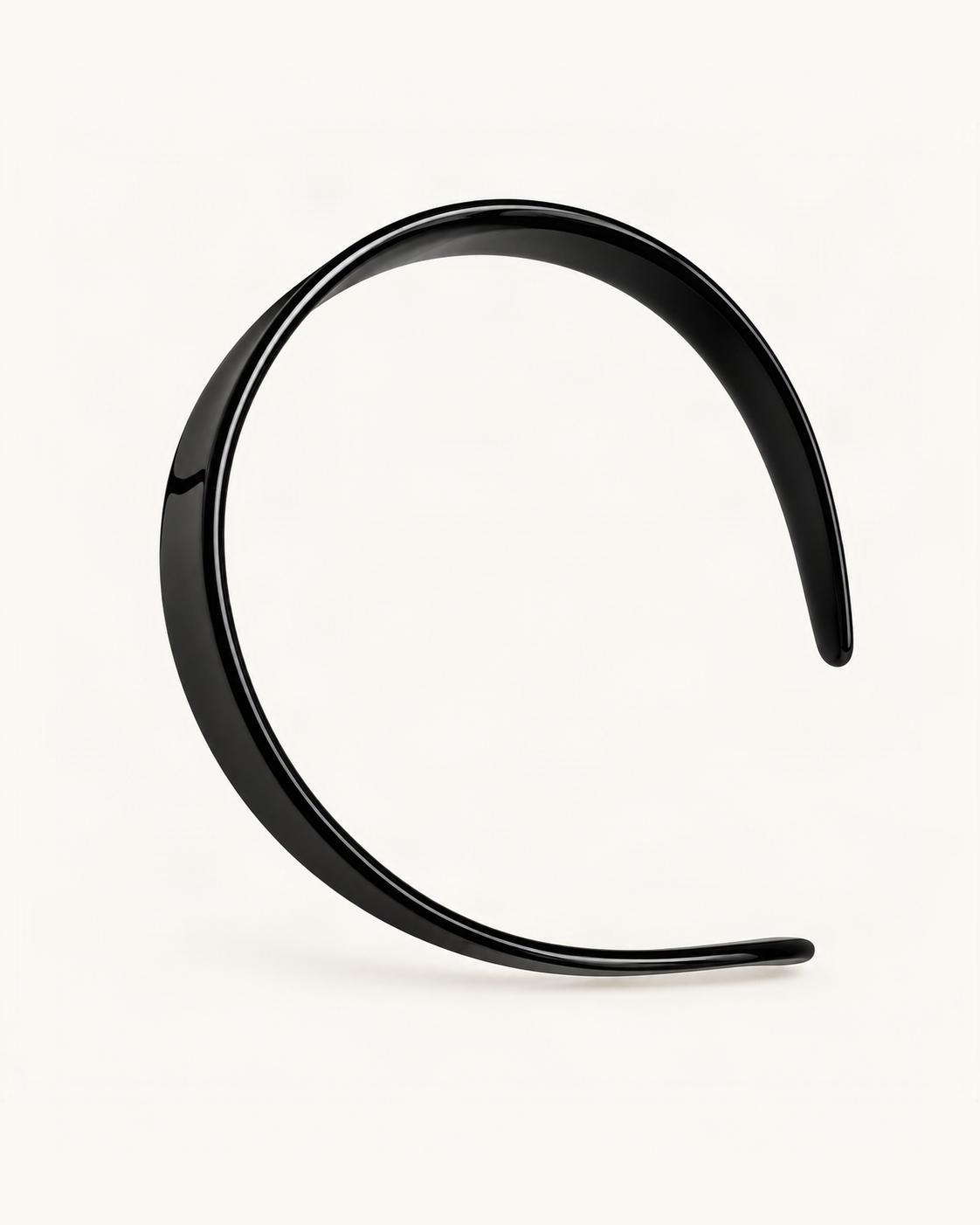 Classic Cellulose Acetate Headband — Black / Gloss variant on warm ivory background [FITINY Hair]