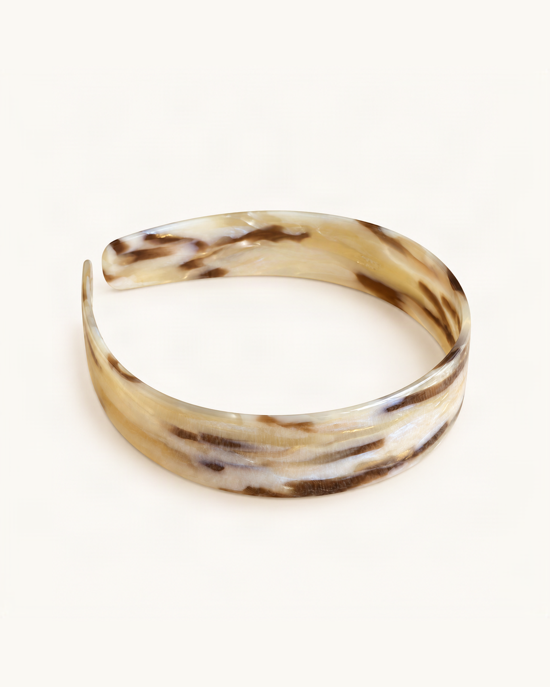 Cellulose Acetate Wide-Band Headband — Stripe variant on warm ivory background [FITINY Hair]
