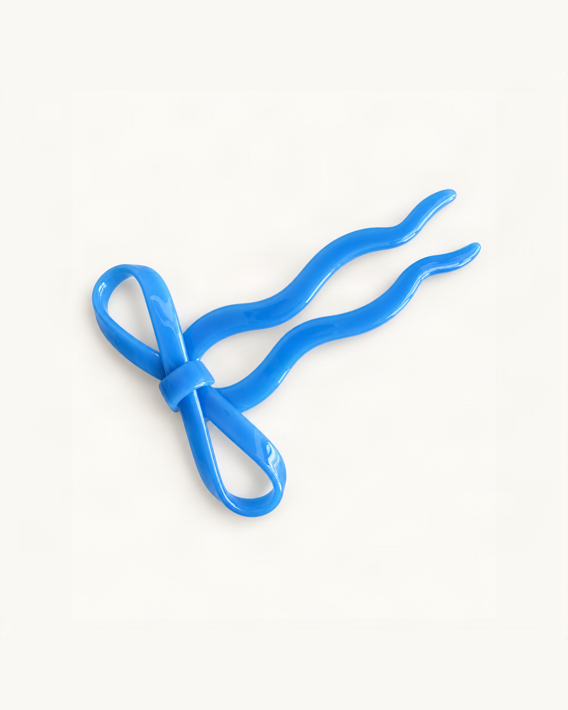 Acetate Bow U-Shaped Hair Pin — Blue variant on warm ivory background [FITINY Hair]