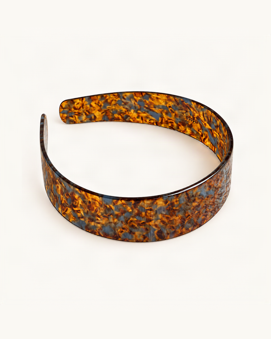 Cellulose Acetate Wide-Band Headband — Floral variant on warm ivory background [FITINY Hair]