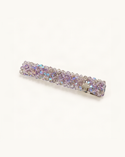 Crystal-Beaded Duck-Bill Hair Clip — Purple variant on warm ivory background [FITINY Hair]