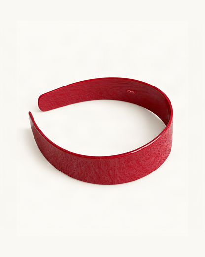Cellulose Acetate Wide Headband — Red variant on warm ivory background [FITINY Hair]