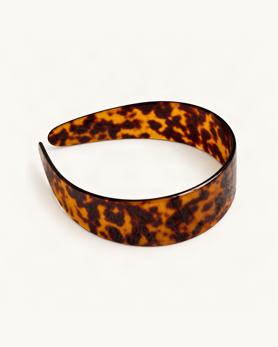 Cellulose Acetate Wide-Band Headband — Amber Leopard variant on warm ivory background [FITINY Hair]