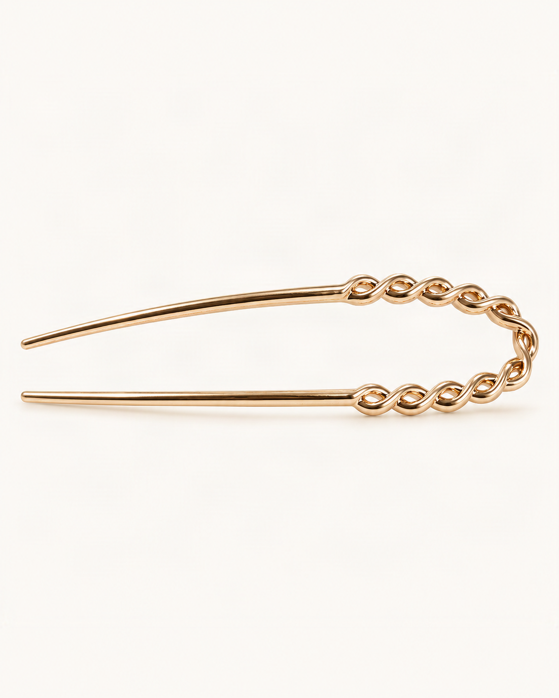 Metal U-Shaped Hair Fork with Decorative Top — Champagne / Beaded variant on warm ivory background [FITINY Hair]
