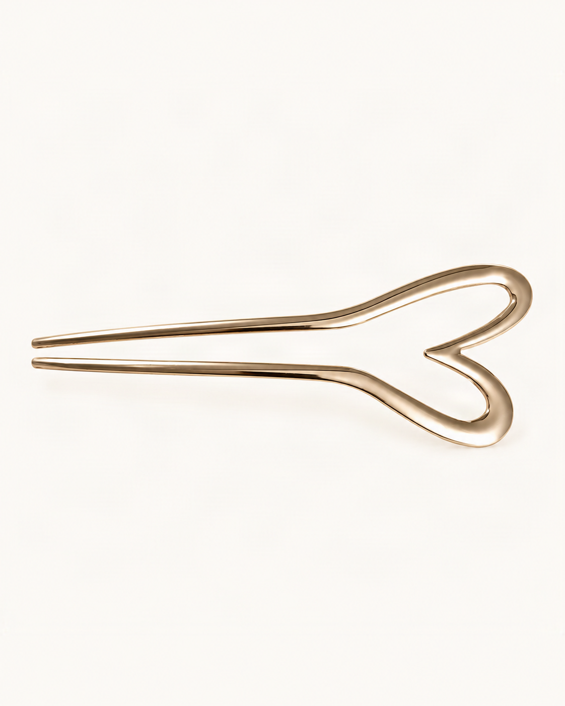 Metal U-Shaped Hair Fork with Decorative Top — Champagne / Heart variant on warm ivory background [FITINY Hair]