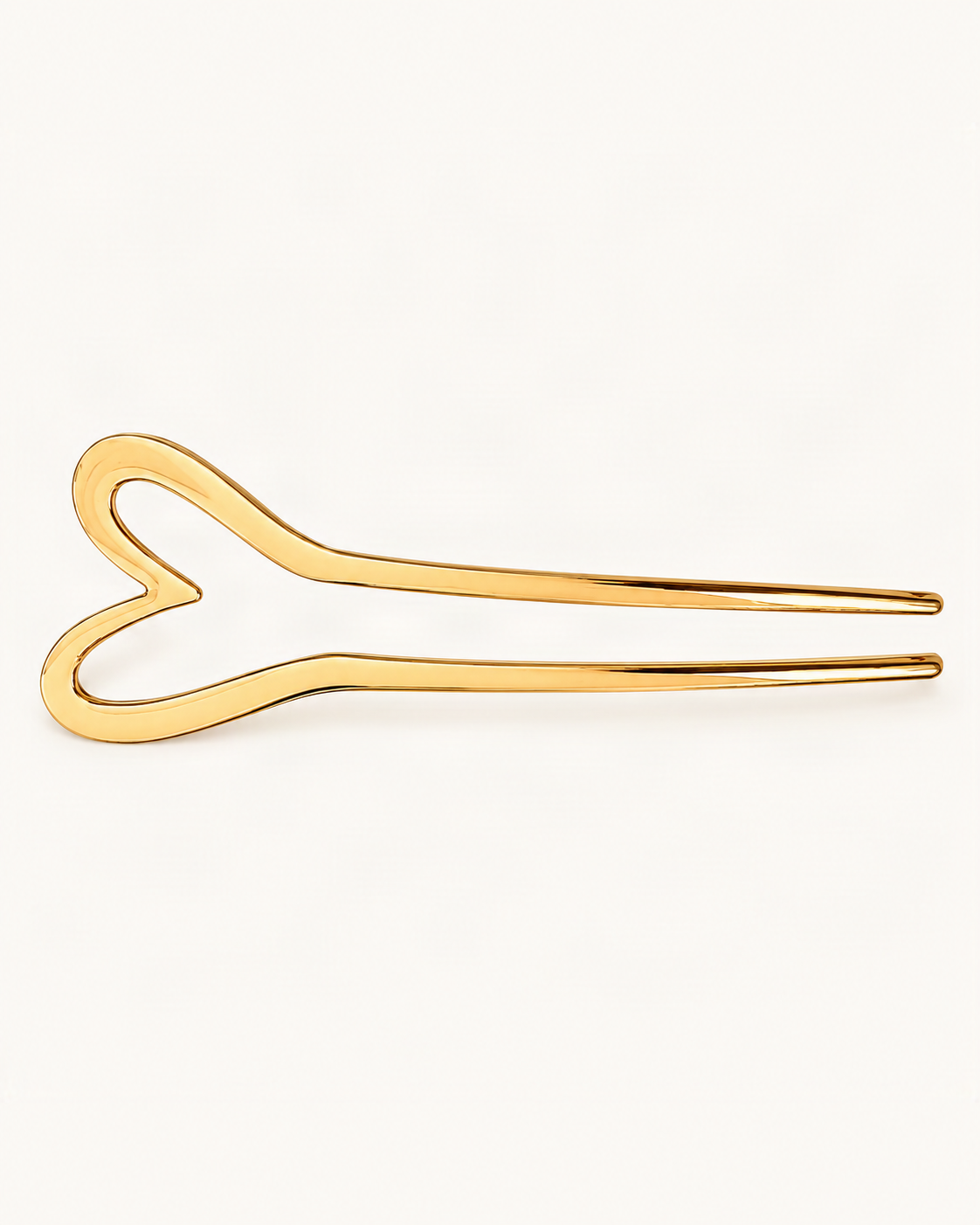 Metal U-Shaped Hair Fork with Decorative Top — Gold / Heart variant on warm ivory background [FITINY Hair]