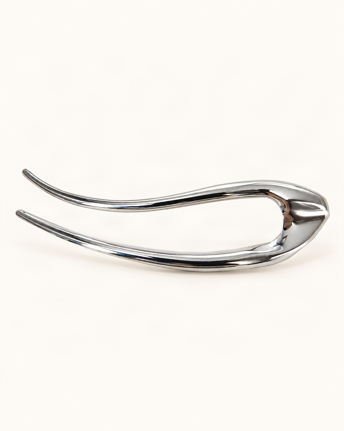 Metal U-Shaped Hair Fork with Decorative Top — Silver / Sculpted variant on warm ivory background [FITINY Hair]